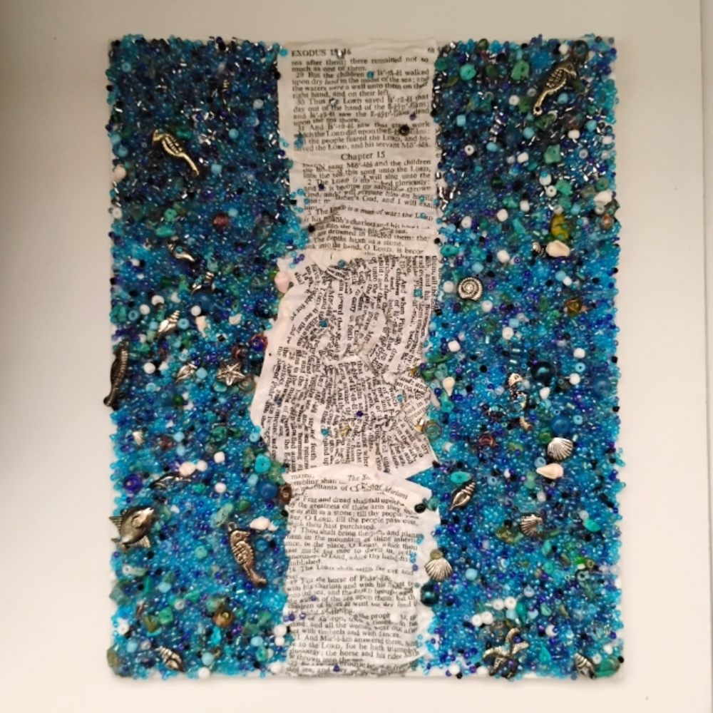 "Ocean Path" mixed media collage art. 🌊